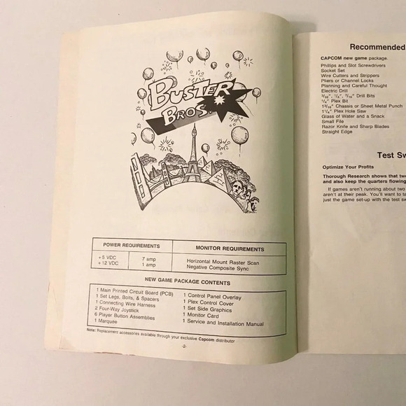 Vintage Buster Bros Capcom Video Arcade Game Service Instruction Manual Stained - Picture 6 of 10